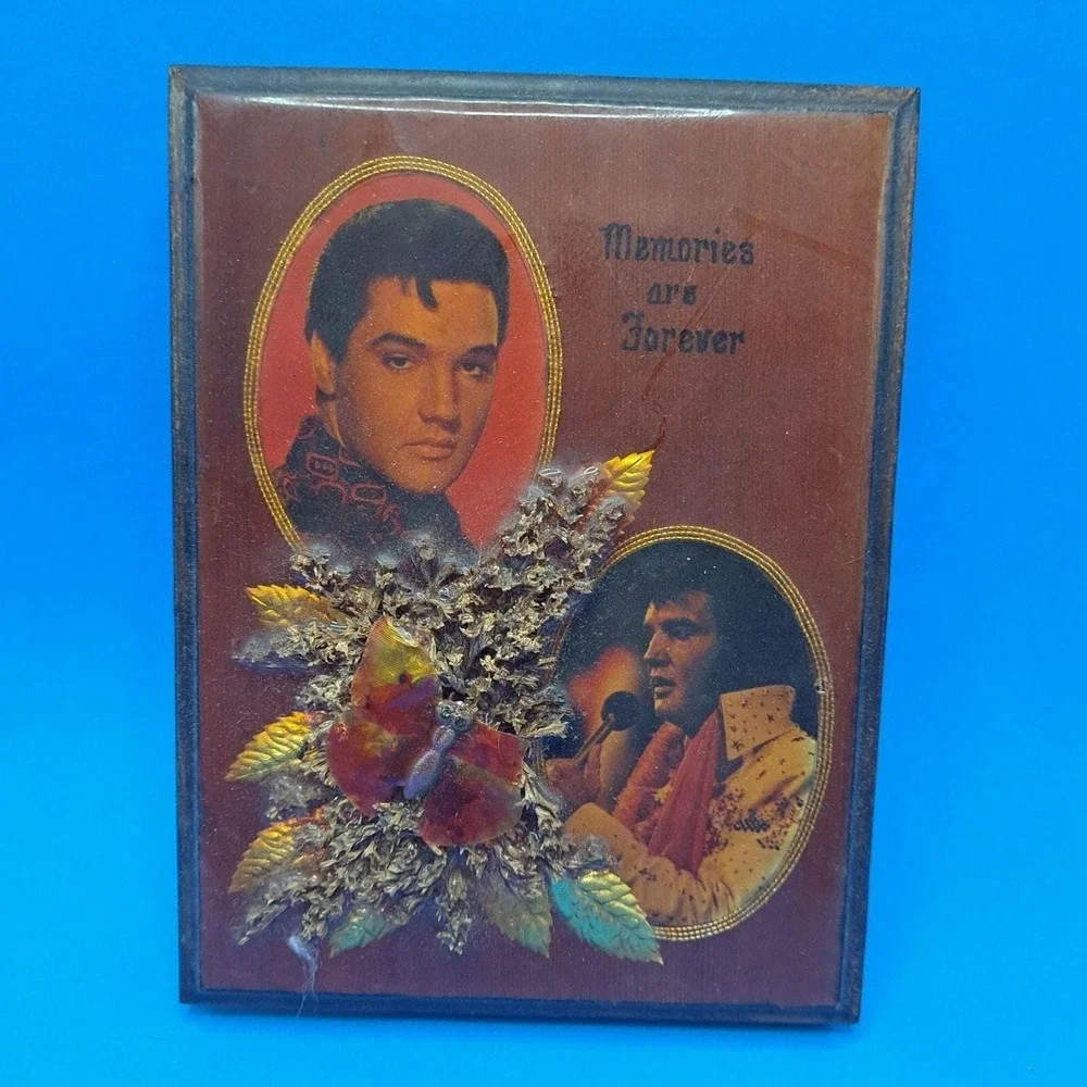 Elvis Presley Plaque Wall Art 3D Floral Memories Are Forever 7x5‎ Vintage Decor